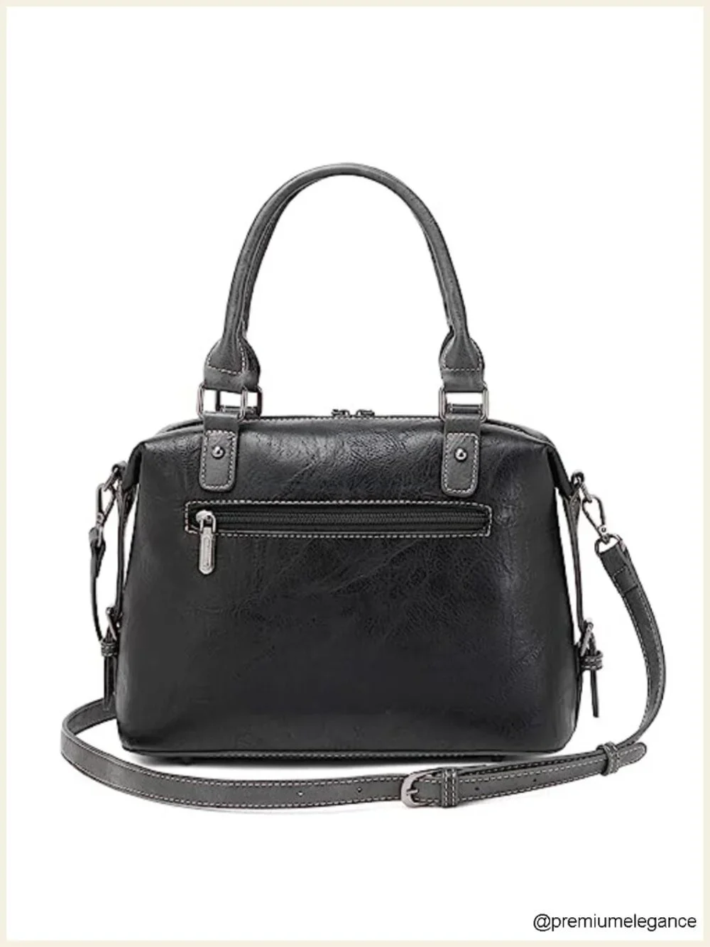Vintage Crazy Horse Grain Leather Doctor Bag Top Handle Purse Hobo Shoulder